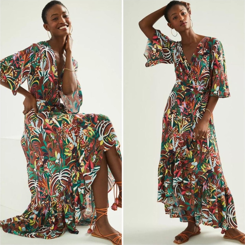 Farm Rio for Anthropologie, Fiesta wrap Maxi Dress